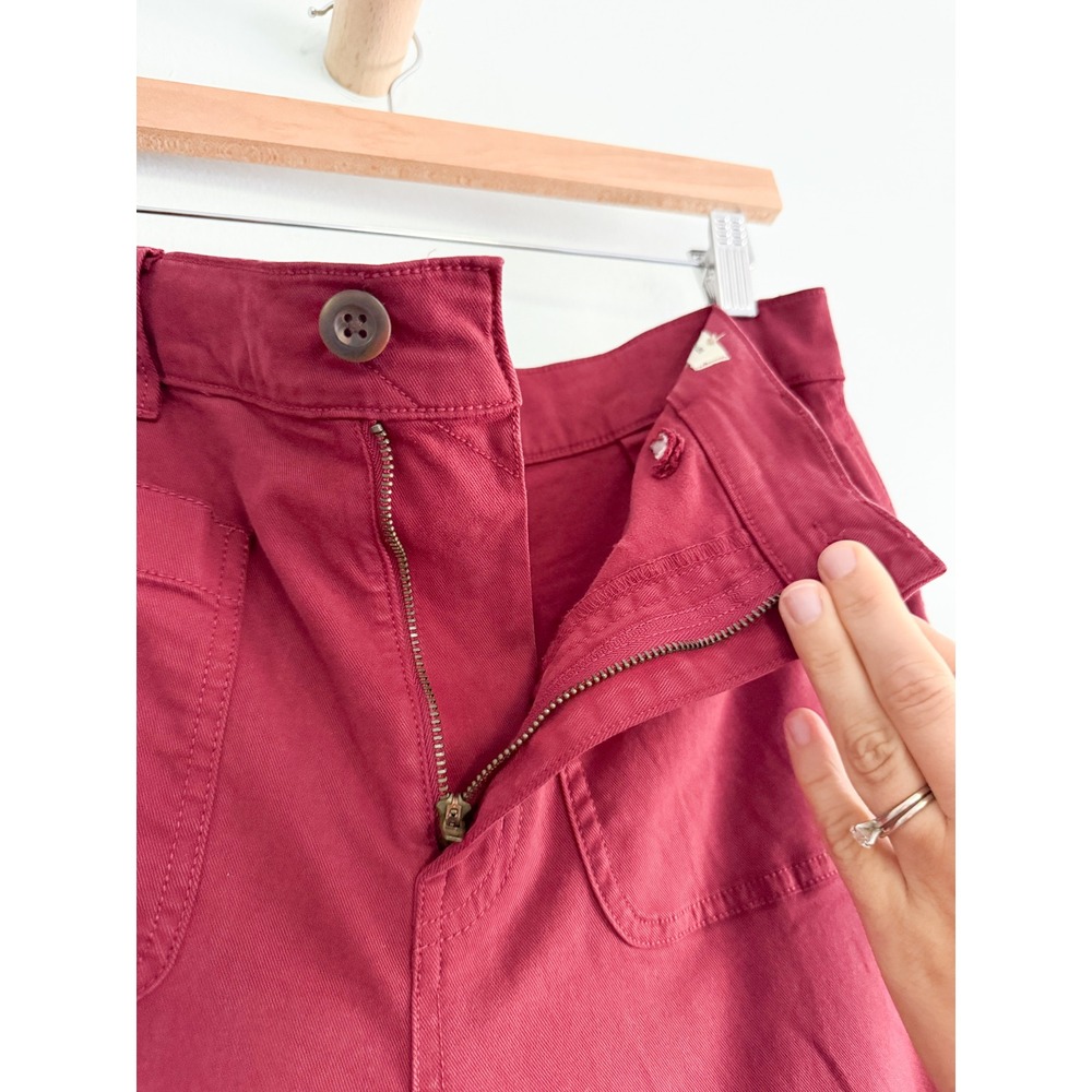 Madewell | Emmett Wide-Leg Patch Pocket Pants Claret Red Burgundy | Sz 29 - Picture 5 of 11